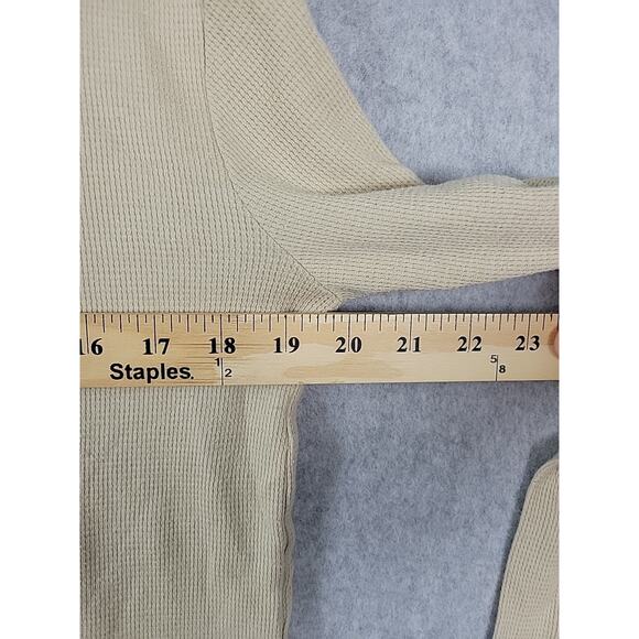 Vox Populi For The People Brooklyn Beige LS Crewneck T Shirt Men's Large Stretch - Picture 9 of 12